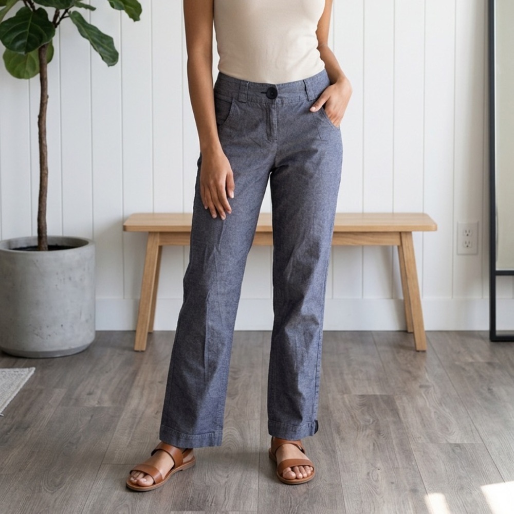 Anthropologie Sitwell grey wide-leg cut cropped mid rise pants
